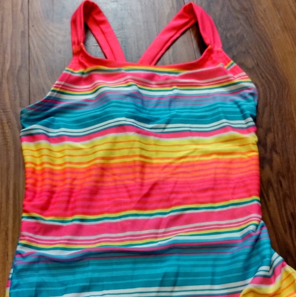 Cat & Jack Girls Size XL Speedo Swimsuit Swim One Piece Youth Multicolor Strip - Picture 5 of 14
